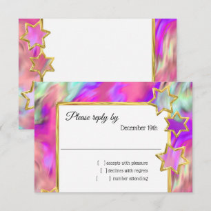 RSVP Gouden Ster Abstract Turquoise Tie Dye Kaart