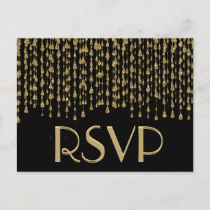 RSVP   Gouden vallende sterren Uitnodiging Briefkaart