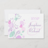 RSVP Grafische moderne bloembladen bruiloft paars (Voorkant)