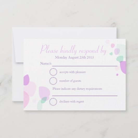 RSVP Grafische moderne bloembladen bruiloft paars (Achterkant)