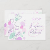 RSVP Grafische moderne bloembladen bruiloft paars (Voorkant / Achterkant)
