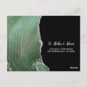 RSVP Green Agate Silver Glitter over zwart Briefkaart (Achterkant)