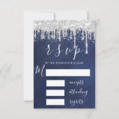 RSVP Grey Silver Drift Bridal Wedding Navy Spark (Voorkant)