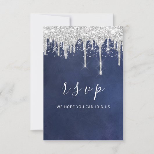 RSVP Grey Silver Drift Bridal Wedding Navy Spark (Achterkant)