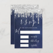 RSVP Grey Silver Drift Bridal Wedding Navy Spark (Voorkant / Achterkant)