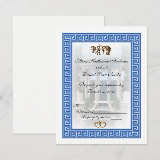 RSVP Grieks Sleutel ontwerp Kaartje (Voorkant / Achterkant)