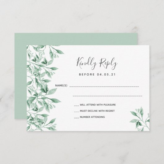 RSVP: Grieks-witte botanische RSVP (Voorkant / Achterkant)