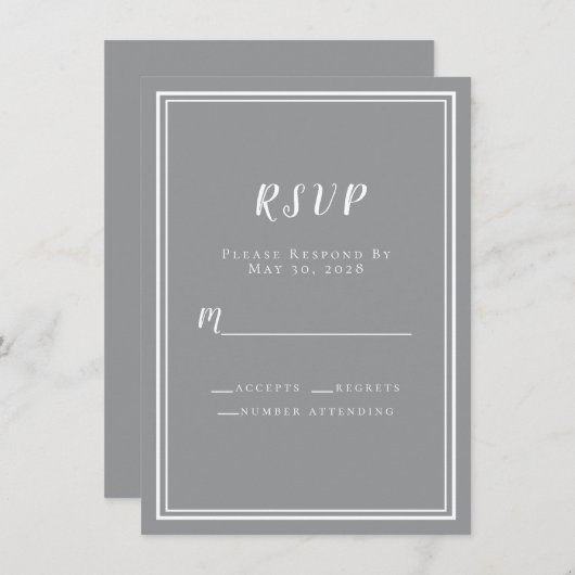 RSVP Grijs Wit Eenvoudig Modern Minimalist (Voorkant / Achterkant)