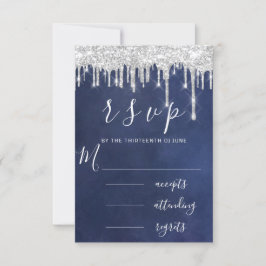 RSVP Grijs Zilver Aqua Druppels Trouwdag Blauw Mar Kaartje