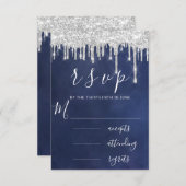 RSVP Grijs Zilver Aqua Druppels Trouwfeest Blauw M (Voorkant / Achterkant)