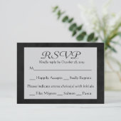 RSVP Grijs & Zwart Krijtbord Wedding Response Kaar (Staand voorkant)