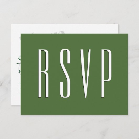 RSVP groen of elke kleur bruiloft reactie Uitnodiging Briefkaart (Voorkant / Achterkant)