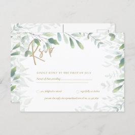 RSVP -  Groene Bladeren Goud  Ansichtkaart Briefkaart
