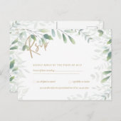RSVP -  Groene Bladeren Goud  Ansichtkaart Briefkaart (Voorkant / Achterkant)