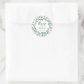 RSVP | Groene bladeren krans monogram bruiloft Ronde Sticker (Tas)
