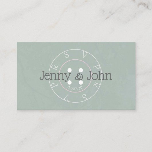 RSVP groene en roze naaigkaart Informatiekaartje (Voorkant)