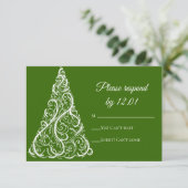 RSVP Groene kerstboom Winterbruiloft Kaartje (Staand voorkant)