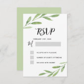 RSVP Groenery Rustiek Eenvoudig Elegant Aquarel Kaart (Voorkant / Achterkant)