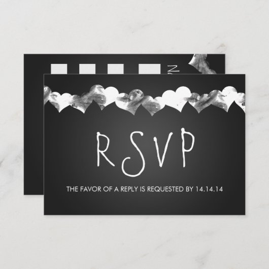 RSVP Grunge Hearts Black Weddenschap (Voorkant / Achterkant)