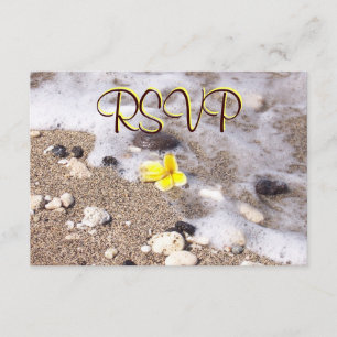 RSVP Guest Reply Enclosure Seashells, Plumeria Kaartje