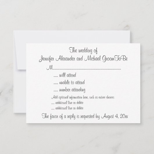 RSVP Guest Reply Enclosure Seashells, Plumeria Kaartje (Achterkant)