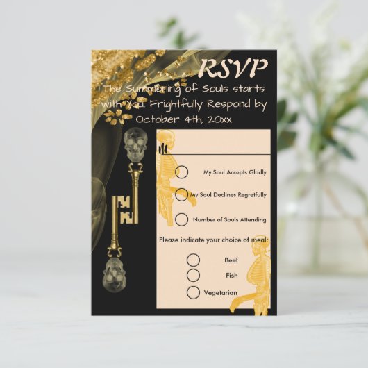 RSVP Hallowedding & Gold Nuggets Skull Keys (Staand voorkant)