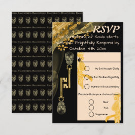 RSVP Hallowedding & Gold Nuggets Skull Keys Kaartje
