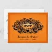 RSVP Halloween Bold Sinaasappel Zwart bruiloft Bri Uitnodiging Briefkaart (Voorkant / Achterkant)
