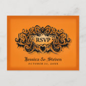 RSVP Halloween Bold Sinaasappel Zwart bruiloft Bri Uitnodiging Briefkaart (Voorkant)