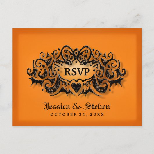 RSVP Halloween Bold Sinaasappel Zwart MENU Briefka (Voorkant)