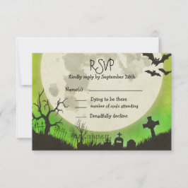 RSVP Halloween bruiloft - groen met volle maan
