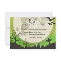 RSVP Halloween bruiloft - groen met volle maan