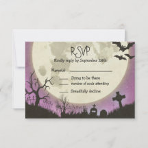 RSVP Halloween bruiloft in paars met maan