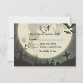 RSVP Halloween bruiloft met volle maan en begraafp (Voorkant)