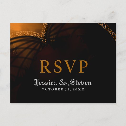 RSVP Halloween Gothic Wedding MENU Briefkaart (Voorkant)