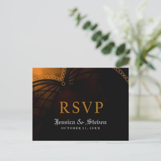 RSVP Halloween Gothic Wedding MENU Briefkaart (Staand voorkant)