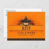 RSVP Halloween Sinaasappel & Zwart Liefde MENU SEL (Voorkant / Achterkant)