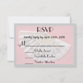 RSVP Hand Held Fan op een rode achtergrond (Achterkant)