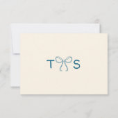 RSVP Handgeschreven Doodle Art Bow Lijst Blauw Notitiekaartje (Achterkant)