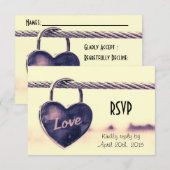 RSVP hartvormige liefdeshangslot bevestigd aan een (Voorkant / Achterkant)