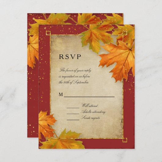 RSVP Herfst herfst terugval lekt legant huwelijk u (Voorkant / Achterkant)