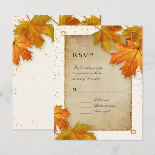 RSVP Herfst herfst terugval lekt legant huwelijk u (Voorkant / Achterkant)