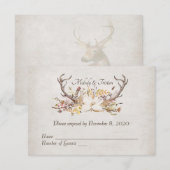 RSVP-herfstbouquet met hertengeweien RSVP Kaartje (Voorkant / Achterkant)