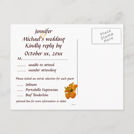 RSVP herfstkleuren bruiloft Uitnodiging Briefkaart (Achterkant)