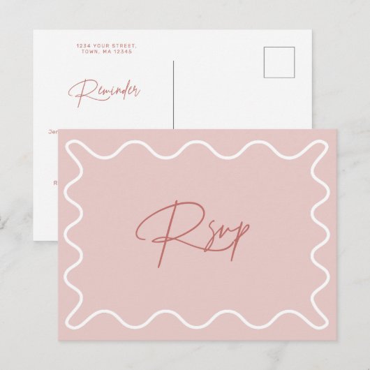 RSVP-herinneringsbrief Wavy Border RSVP Briefkaart (Voorkant / Achterkant)