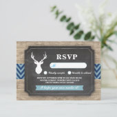 RSVP Hertenfeest Baby Shower Rustieke Hout Jongen  Kaartje (Staand voorkant)