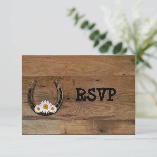RSVP hoefijzer Weddenschap Reception Kaart (Staand voorkant)