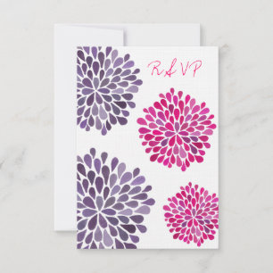 RSVP Hot Pink & Paarse Floral Blooms Weddenskaart