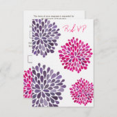 RSVP Hot Roze & Paarse Bloemen Wedding Kaart (Voorkant / Achterkant)
