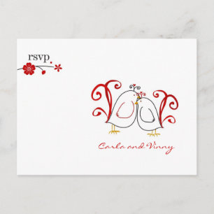 RSVP houdt van vogels en kersenbloesems PC Uitnodiging Briefkaart